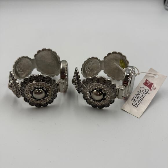 Charming Charlie Womens Bracelet Watch Lot Silver Tone Etched Needs Battery - Picture 3 of 8